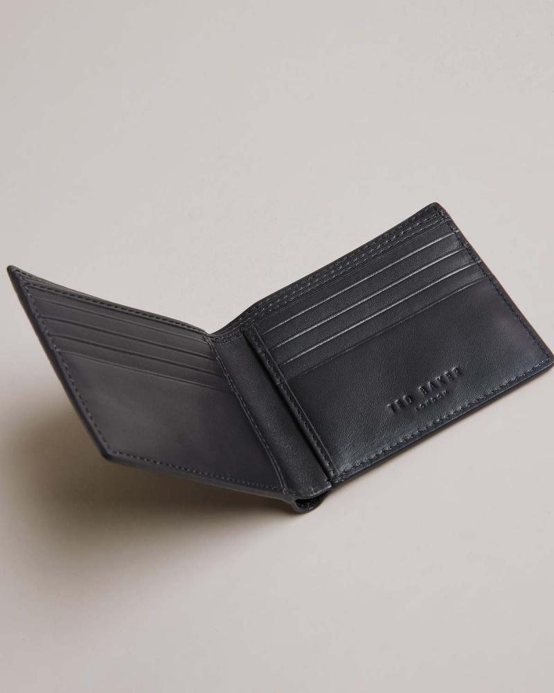 Ted Baker FABARY Skórzane Croc Effect Bifold Wallet Czarne | 86MNDXTAF