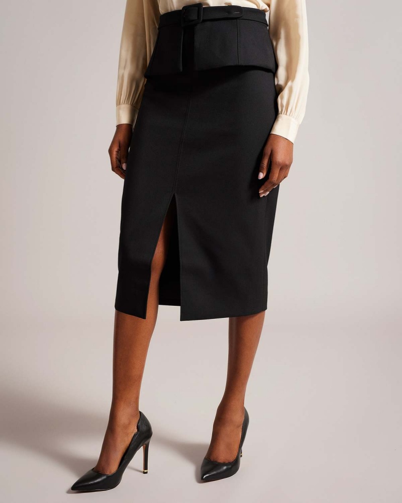 Ted Baker FLOREEI Slimline Midi Skirt Czarne | 04CYWNZMH