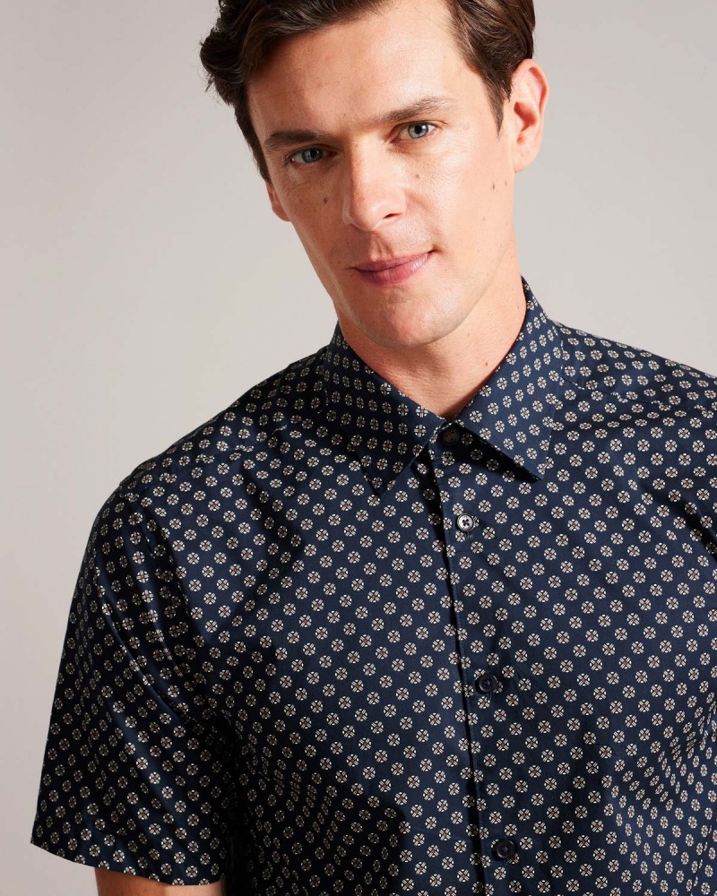 Ted Baker FORTER SS Geo Print Shirt Białe | 20BDXGJZW