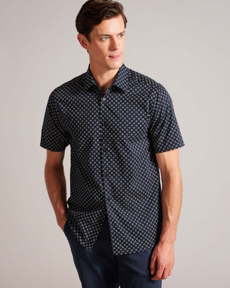 Ted Baker FORTER SS Geo Print Shirt Białe | 20BDXGJZW