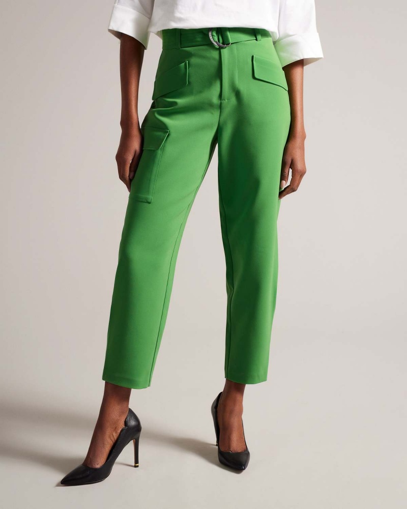 Ted Baker GRACIEH High Waisted Belted Tapered Cargo Pants Mid Gree | 25QKXOWDL