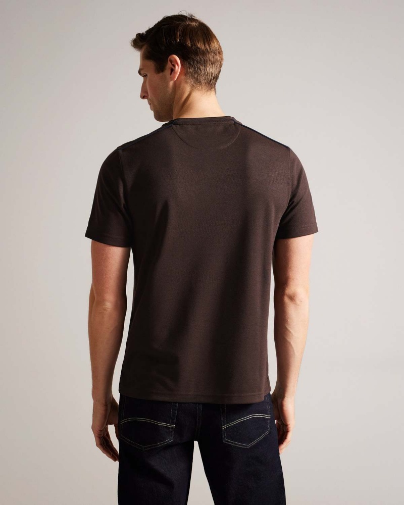 Ted Baker GRINE SS Regular Tshirt with Zamszowe Trim Brn-choc | 62GNXAOFC