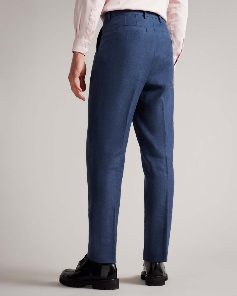 Ted Baker GRINTON Slim Fit Linen Trs Granatowe | 39RJBLKHW