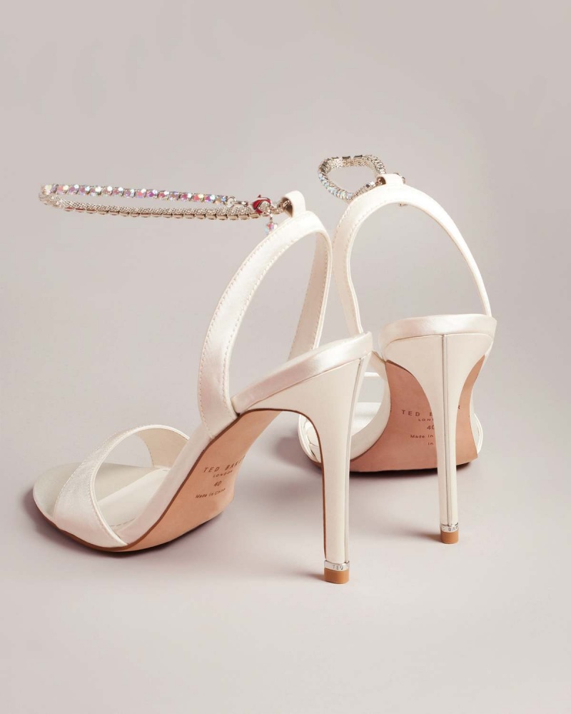 Ted Baker HEDREE Jewellery Paskiem Satin Sandal Ivory | 82WYAVGIP