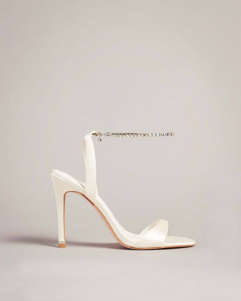 Ted Baker HEDREE Jewellery Paskiem Satin Sandal Ivory | 82WYAVGIP