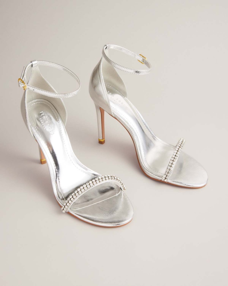 Ted Baker HELENNI Crystal Paskiem Obcasie Sandal Srebrne | 23VPXQRZB