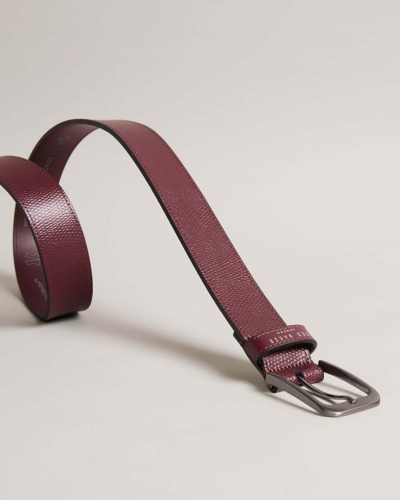 Ted Baker HENDER Snake Texture Skórzane Belt Czerwone | 91NODJZPM