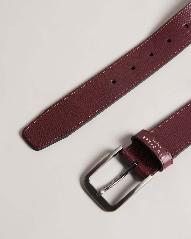 Ted Baker HENDER Snake Texture Skórzane Belt Czerwone | 91NODJZPM