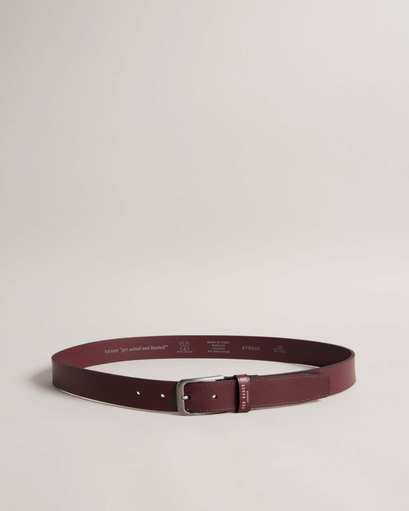 Ted Baker HENDER Snake Texture Skórzane Belt Czerwone | 91NODJZPM