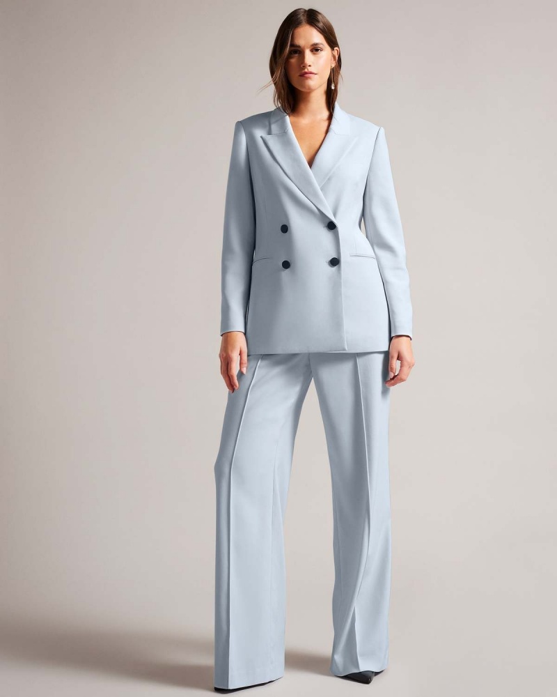 Ted Baker HILDIA Long Line Double Breasted Jacket Lt-Blue | 06IZDURHV