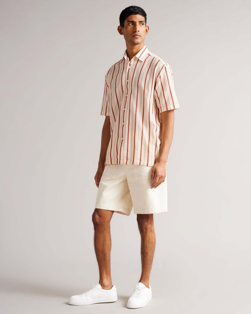 Ted Baker HILLMA SS Seersucker Stripe Shirt Różowe | 43RBZXFWD