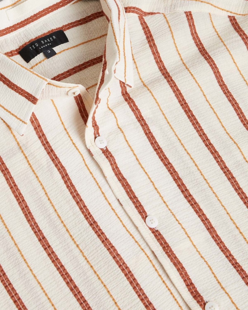 Ted Baker HILLMA SS Seersucker Stripe Shirt Różowe | 43RBZXFWD