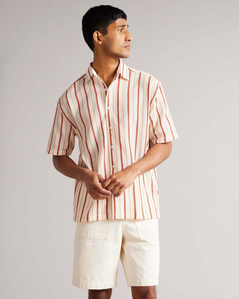 Ted Baker HILLMA SS Seersucker Stripe Shirt Różowe | 43RBZXFWD