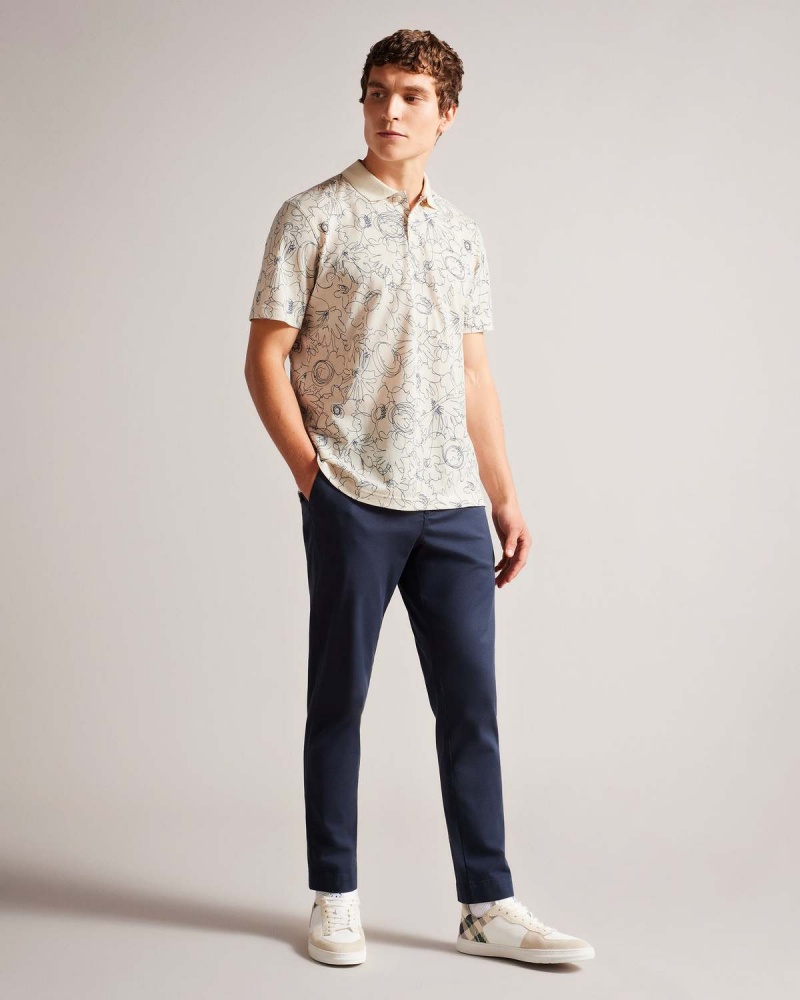 Ted Baker HOLLER SS Regular Printed Polo Natural | 23RBWVAPX