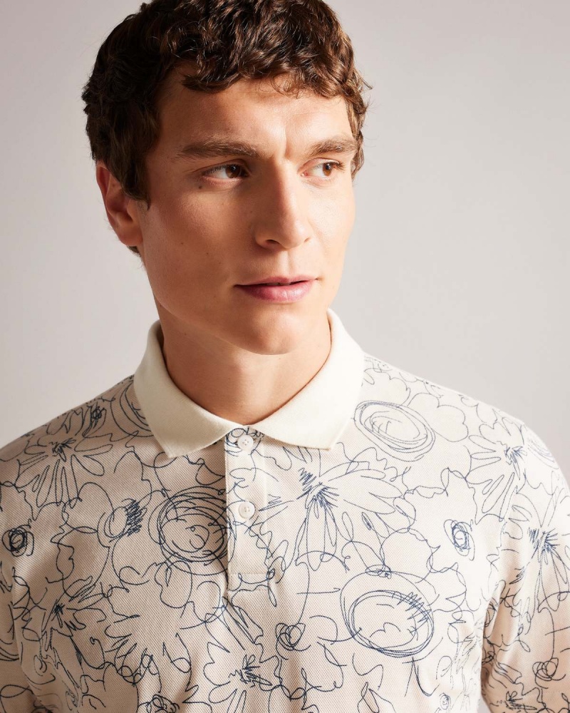 Ted Baker HOLLER SS Regular Printed Polo Natural | 23RBWVAPX