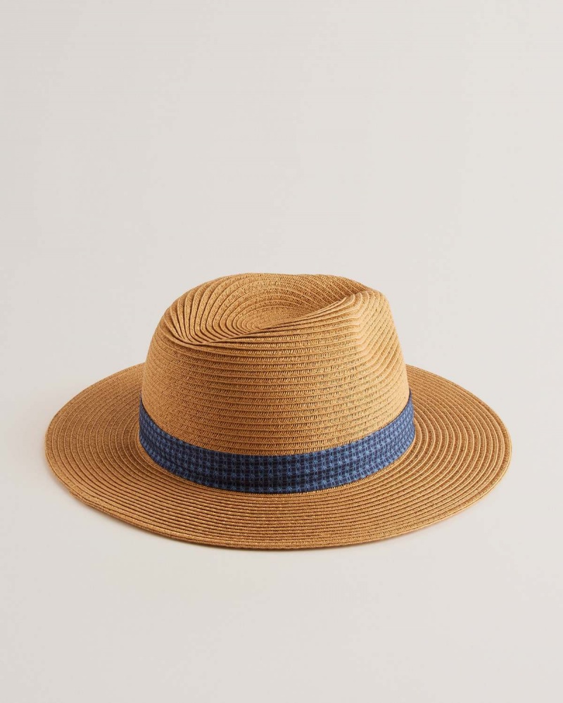 Ted Baker HURCANN Straw Fedora Hat Natural | 24QAGPBST