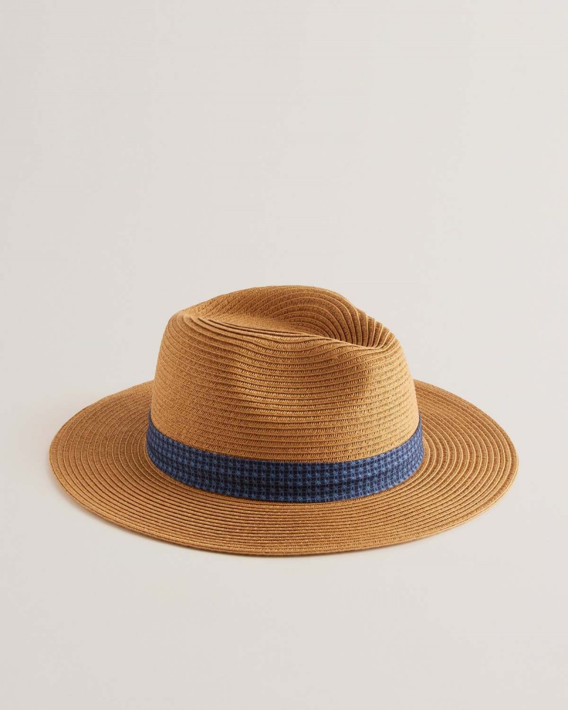 Ted Baker HURCANN Straw Fedora Hat Natural | 24QAGPBST