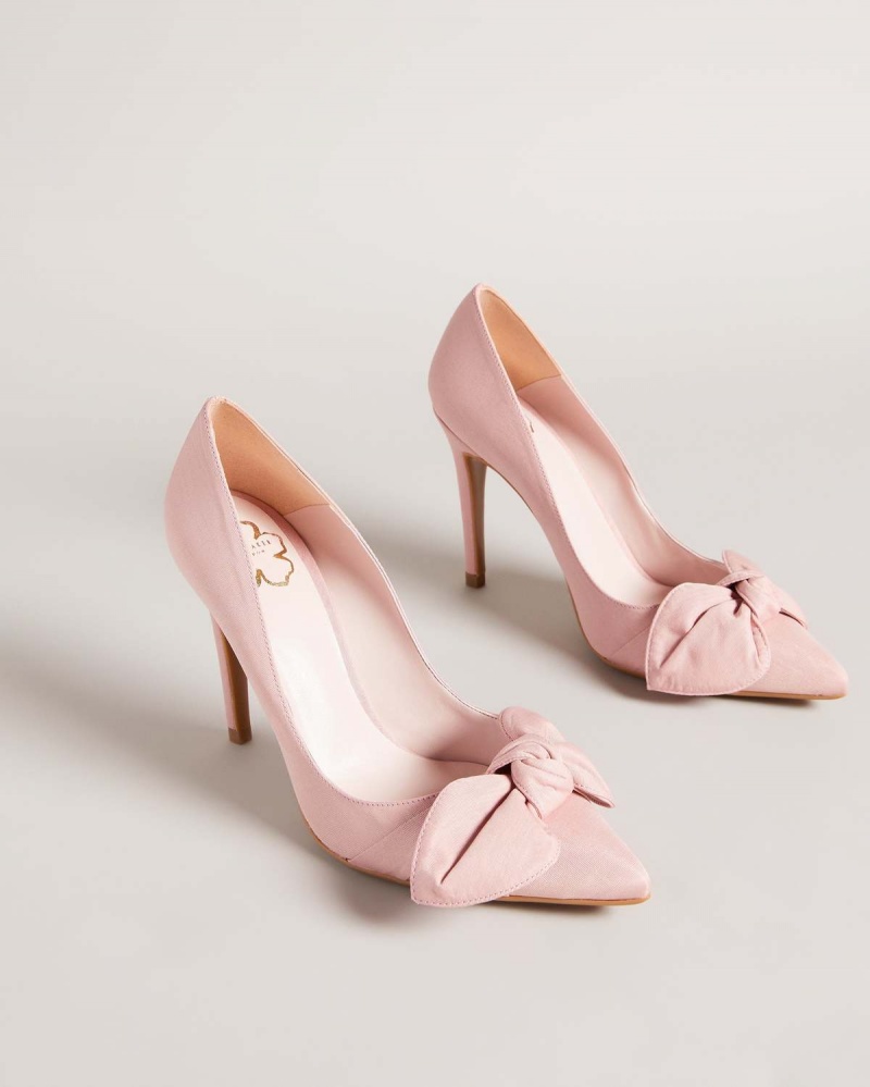 Ted Baker HYANA Moire Satin Bow 100mm Court Shoe Czarne | 52BMGDLFK