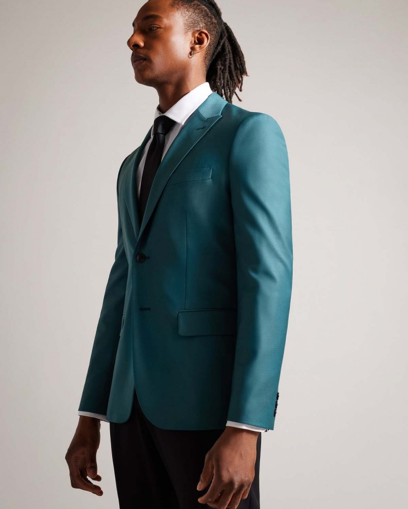 Ted Baker HYNISH Slim Fit Wełna Tonic Blazer Mid Gree | 70ZURHICX