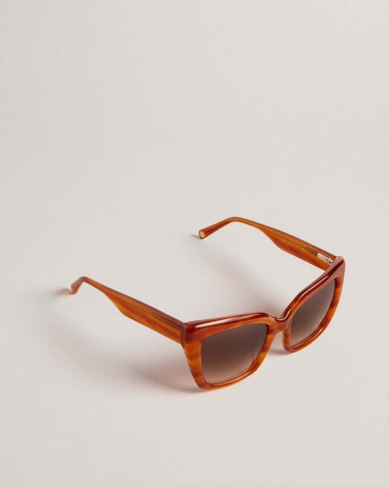 Ted Baker Hyatts Chunky Cat Eye Frame Sunglasses Brązowe | 89FKBIYEM