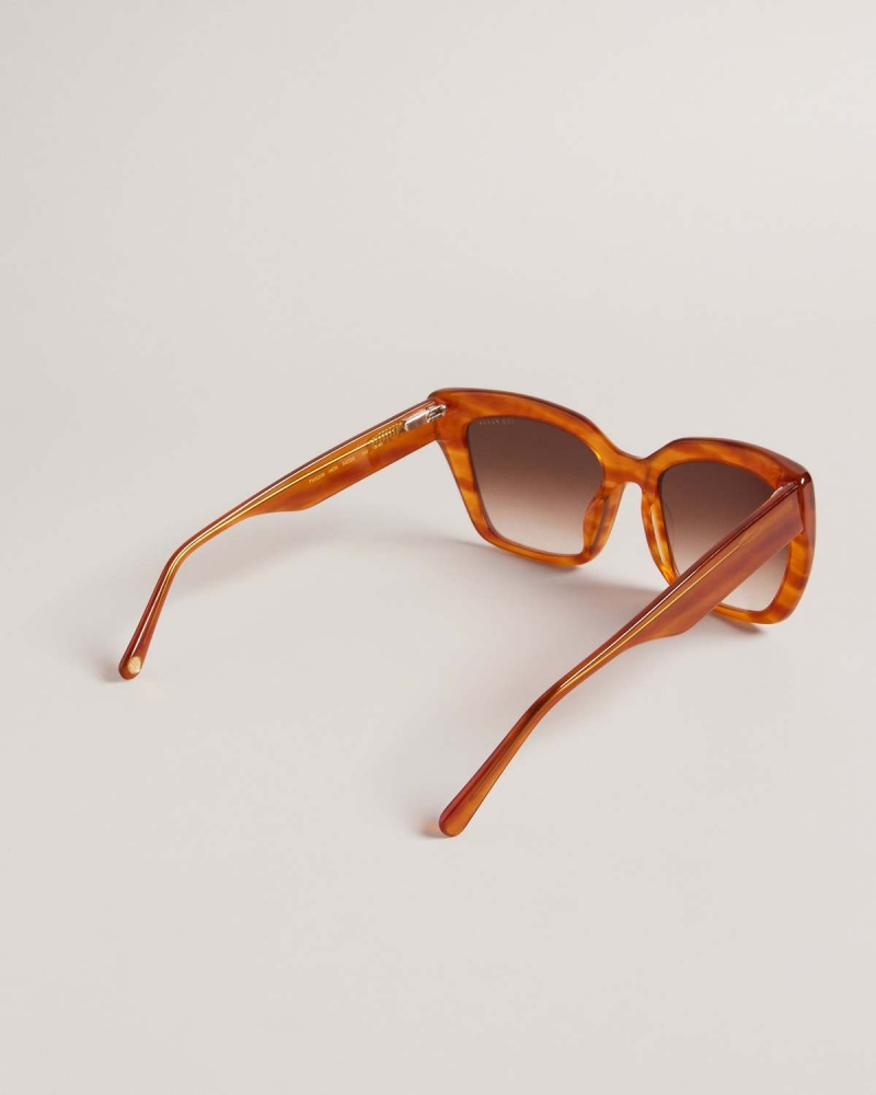 Ted Baker Hyatts Chunky Cat Eye Frame Sunglasses Brązowe | 89FKBIYEM