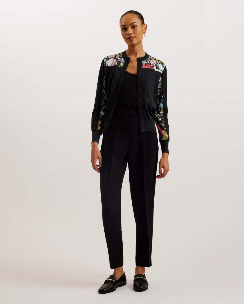 Ted Baker IILEENA Woven Trim Cardigan Czarne | 38PKYXFJN