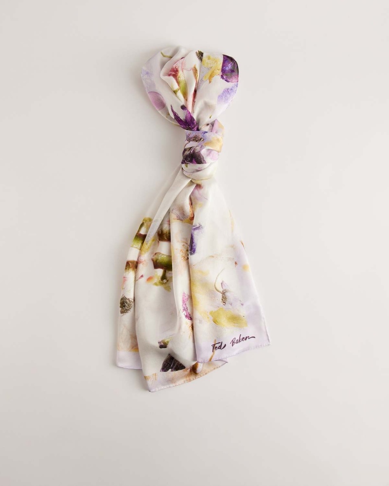 Ted Baker IRISY Floral Printed Long Silk Scarf Kremowe | 79PVMKBHR