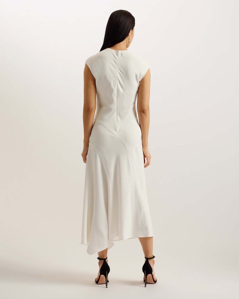 Ted Baker ISPARTA Asymmetric Midi Sukienki With Curved Seams Ivory | 50EUCKGOI