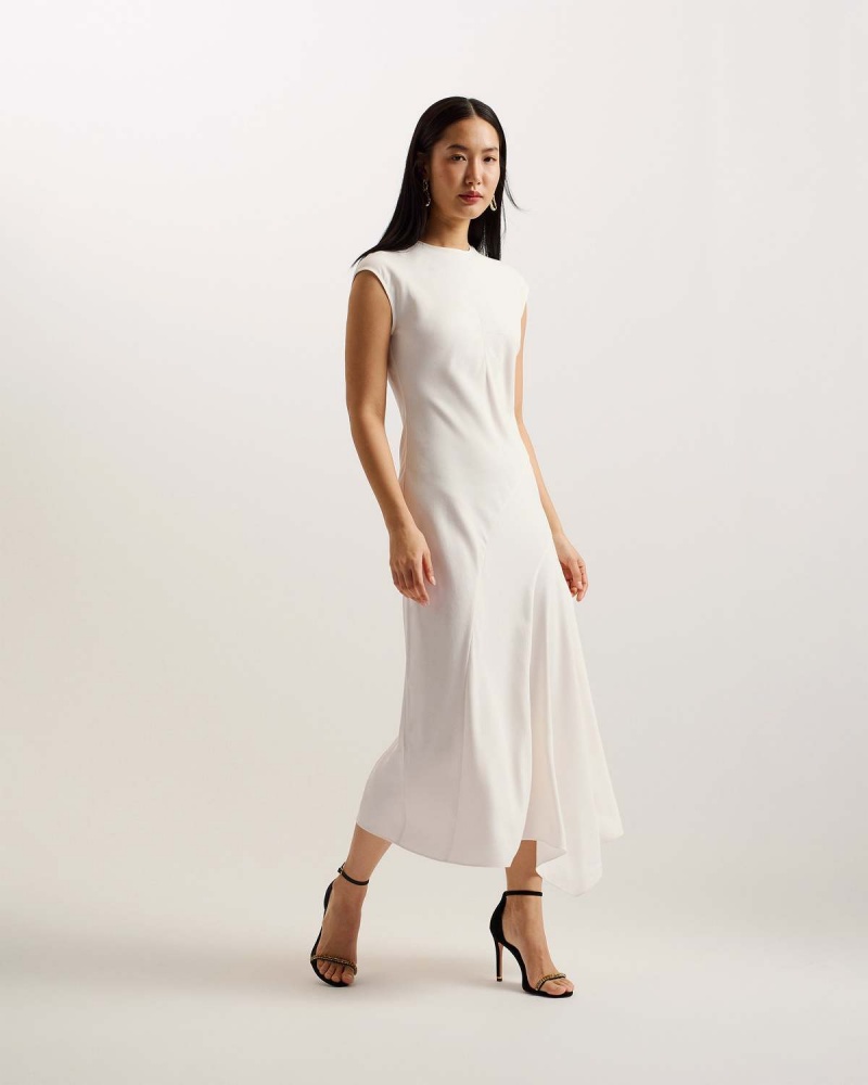 Ted Baker ISPARTA Asymmetric Midi Sukienki With Curved Seams Ivory | 50EUCKGOI