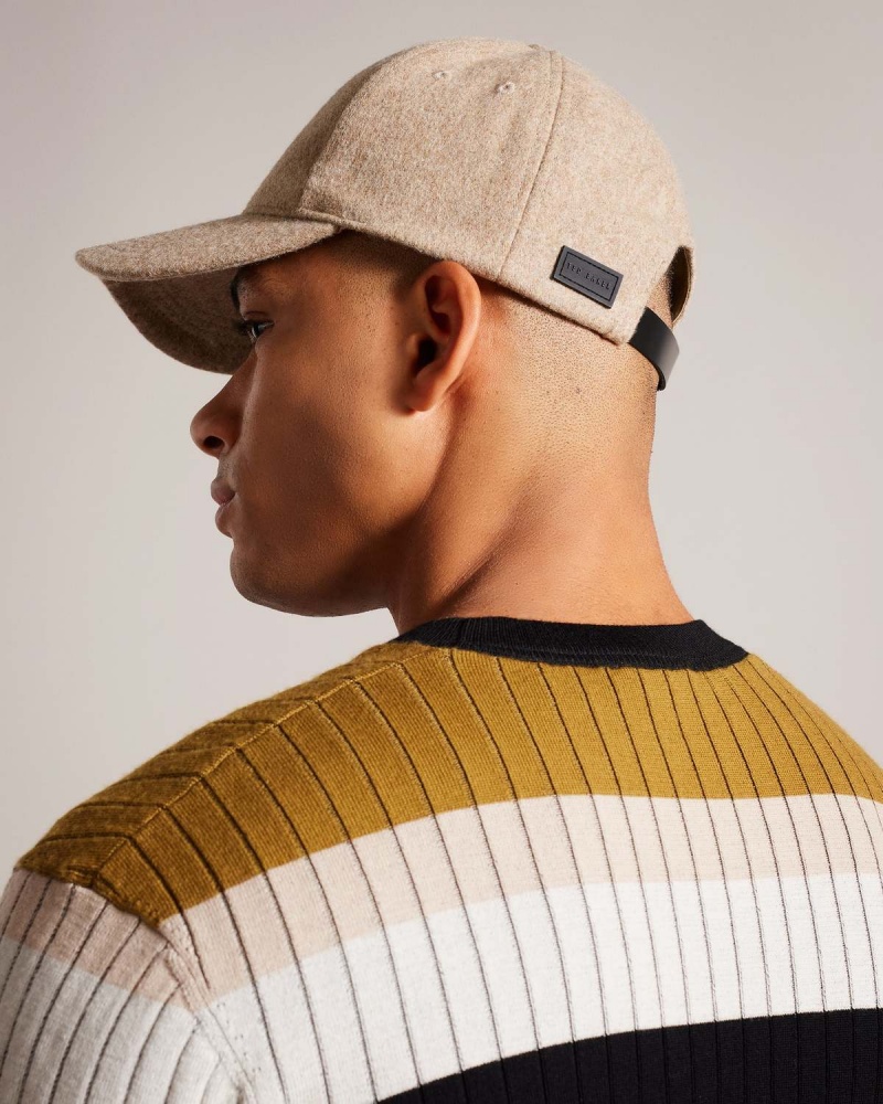 Ted Baker JACOBBS Wełna and Skórzane Mix Cap Camel | 73BCSDVKG