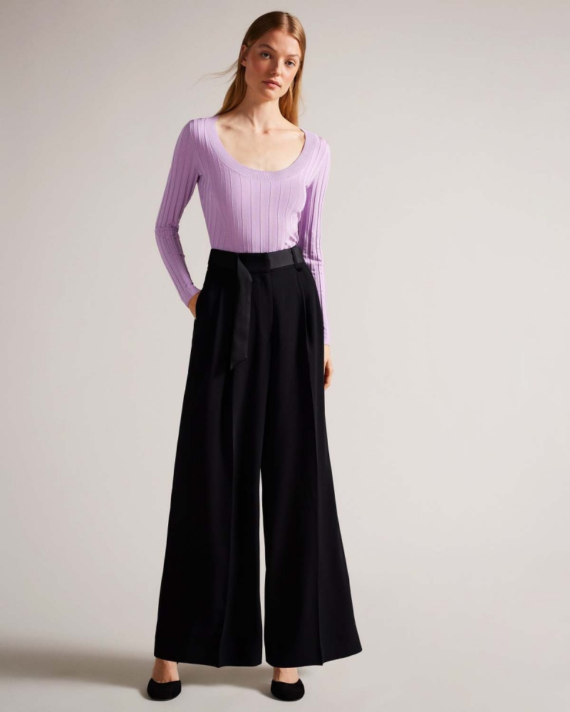 Ted Baker JOLIA Rib Engineered Knit Top Lilac | 70YKGNVPU