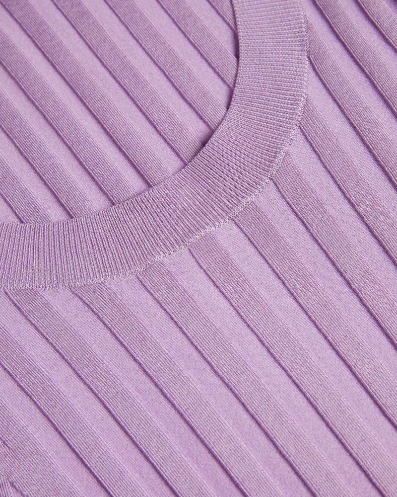 Ted Baker JOLIA Rib Engineered Knit Top Lilac | 70YKGNVPU