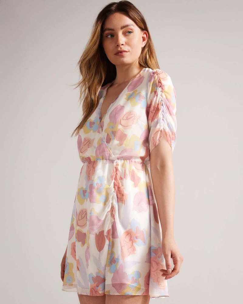 Ted Baker JULEAH Ruched Sleeve Detail Mini Sukienki Granatowe | 34MZDETSC