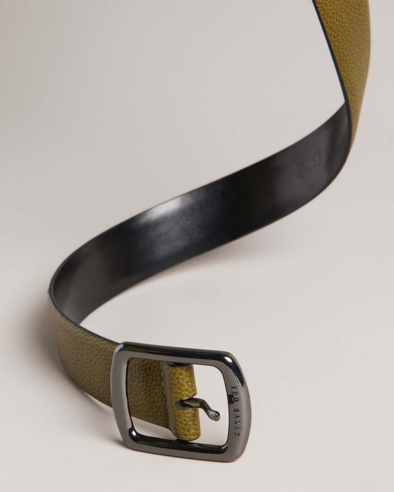 Ted Baker Jaims Contrast Detail Skórzane Belt Zielone | 34EWITOYR