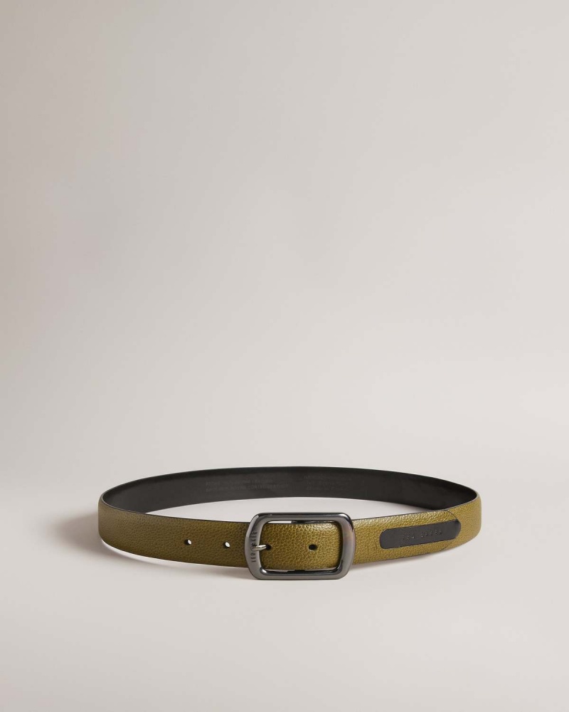 Ted Baker Jaims Contrast Detail Skórzane Belt Zielone | 34EWITOYR