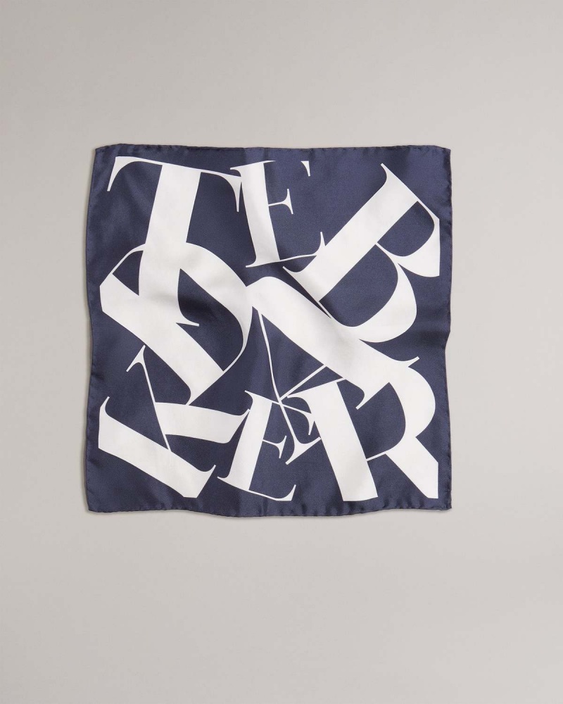 Ted Baker KARSON Ted Baker Branded Pocket Square Granatowe | 34UKVBMSW