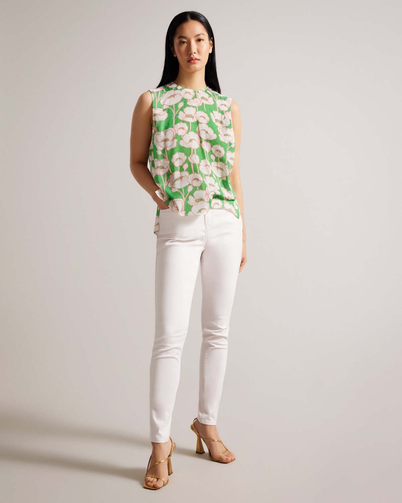 Ted Baker KELANY Krótkie Sleeve Top with Shoulder Detail Zielone | 81XMSYKRP