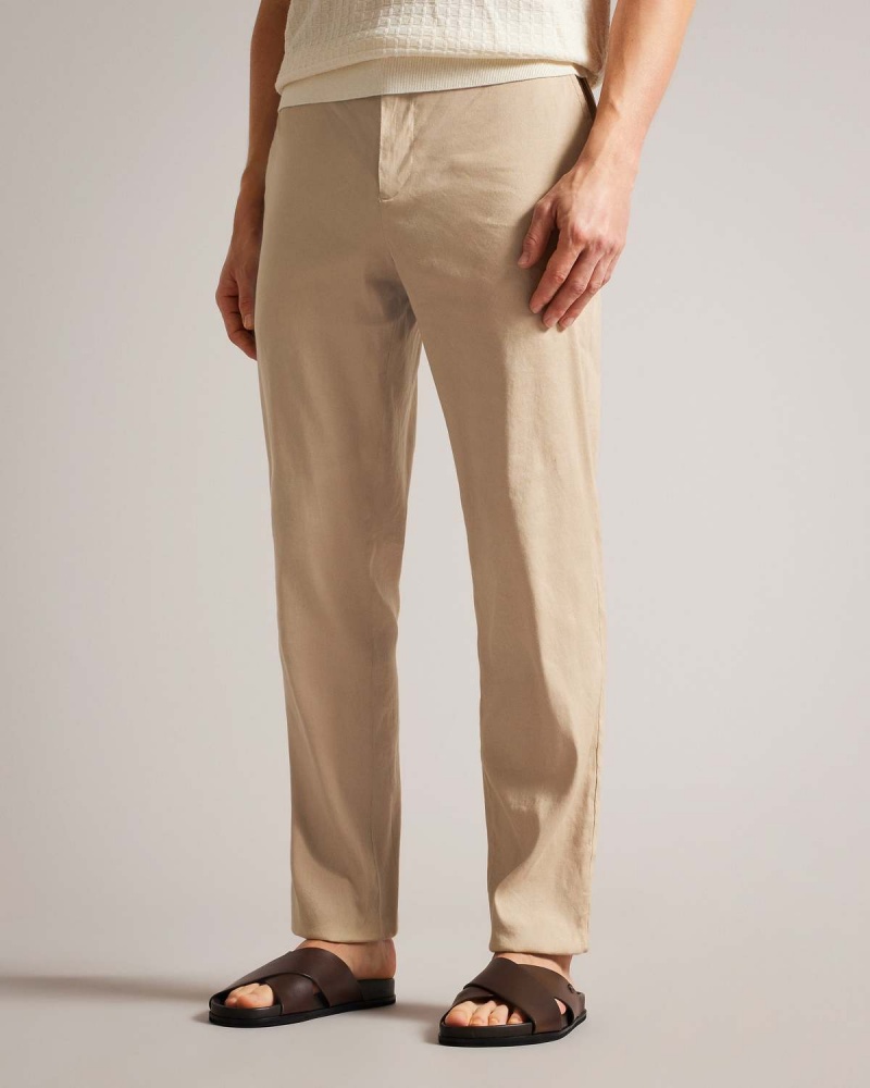 Ted Baker KIMMEL Linen Blend Half Elasticated Trouser Stone | 61BGHSUZK