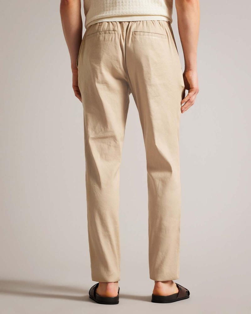 Ted Baker KIMMEL Linen Blend Half Elasticated Trouser Stone | 61BGHSUZK