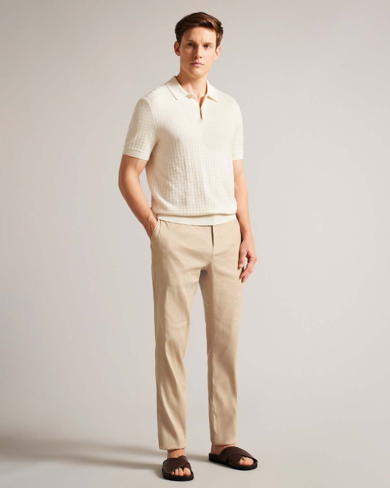 Ted Baker KIMMEL Linen Blend Half Elasticated Trouser Stone | 61BGHSUZK