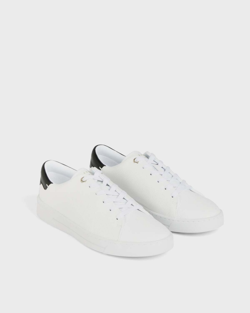 Ted Baker KIMMII Tumbled Skórzane Trainer Białe | 25IPDMGRB