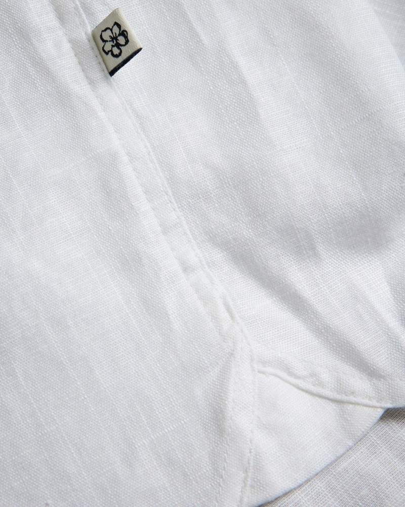 Ted Baker KINGFRD Krótkie Sleeve Linen Shirt Białe | 32AHDCSEV