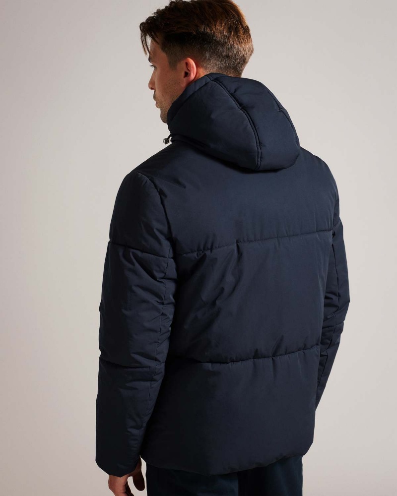 Ted Baker KINMONT Krótkie Zakapturzony Puffer Jacket Granatowe | 13NKHQDBC