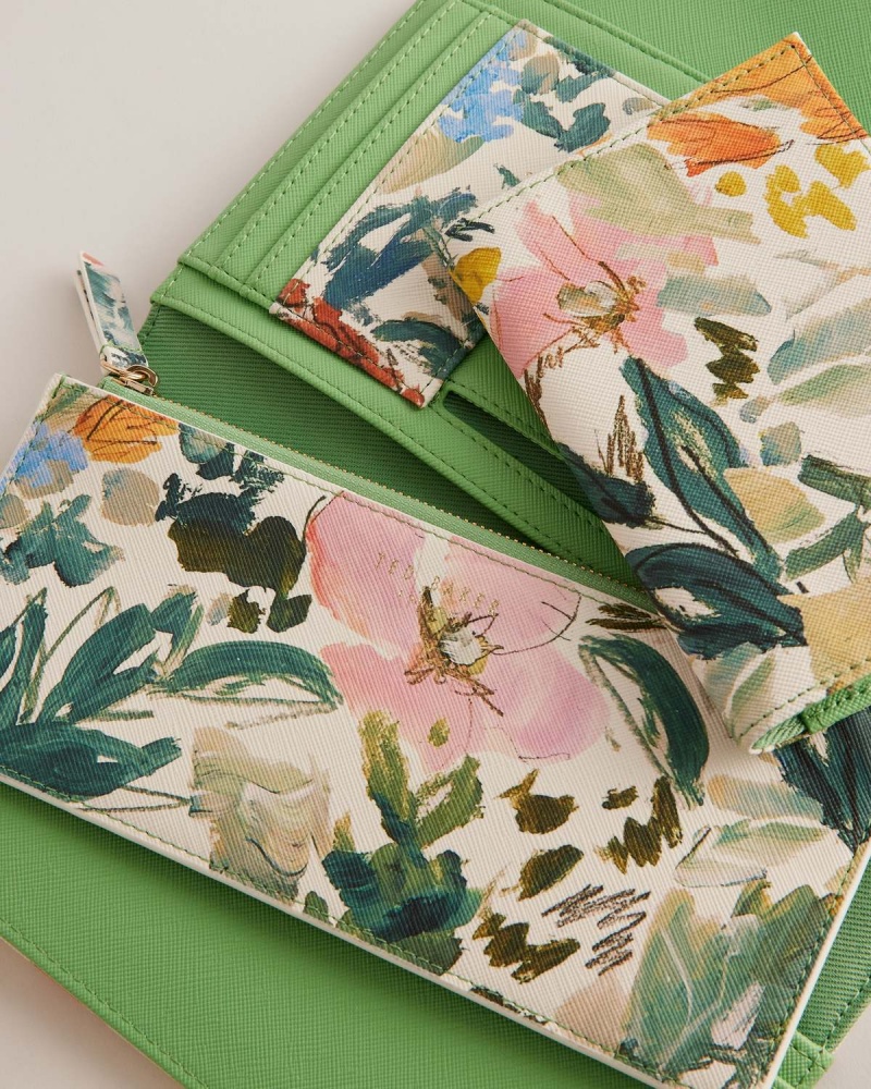 Ted Baker LETTAAS Floral Printed Travel Wallet Kremowe | 86OFLCBTE