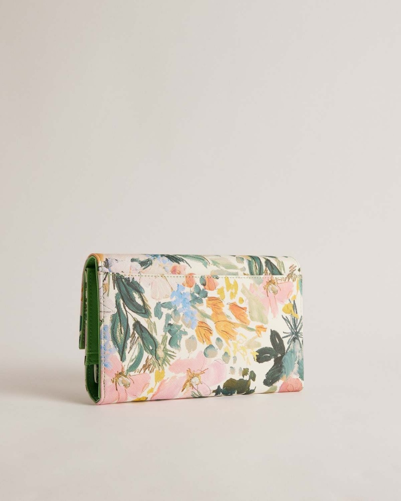 Ted Baker LETTAAS Floral Printed Travel Wallet Kremowe | 86OFLCBTE