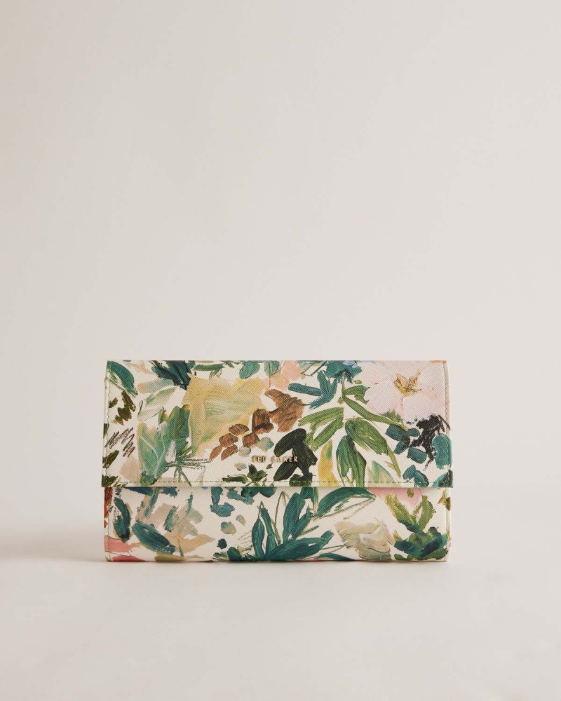 Ted Baker LETTAAS Floral Printed Travel Wallet Kremowe | 86OFLCBTE