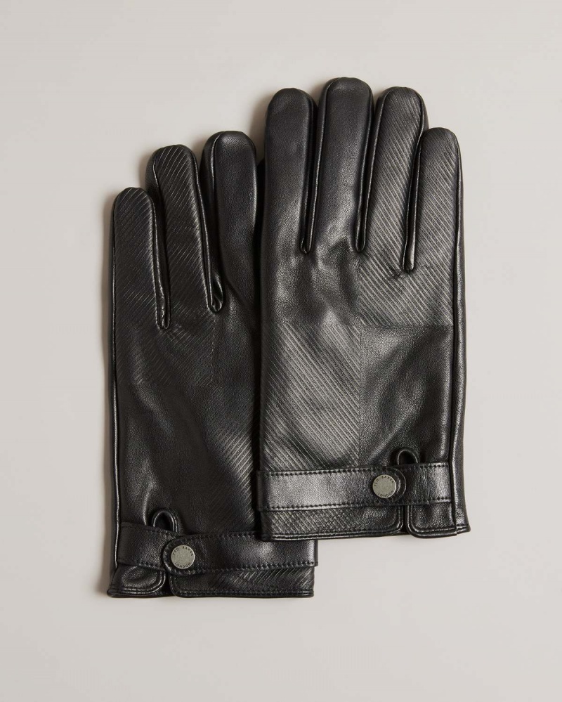 Ted Baker LIAMMM House Check Etched Gloves Czarne | 43TSHEDOY