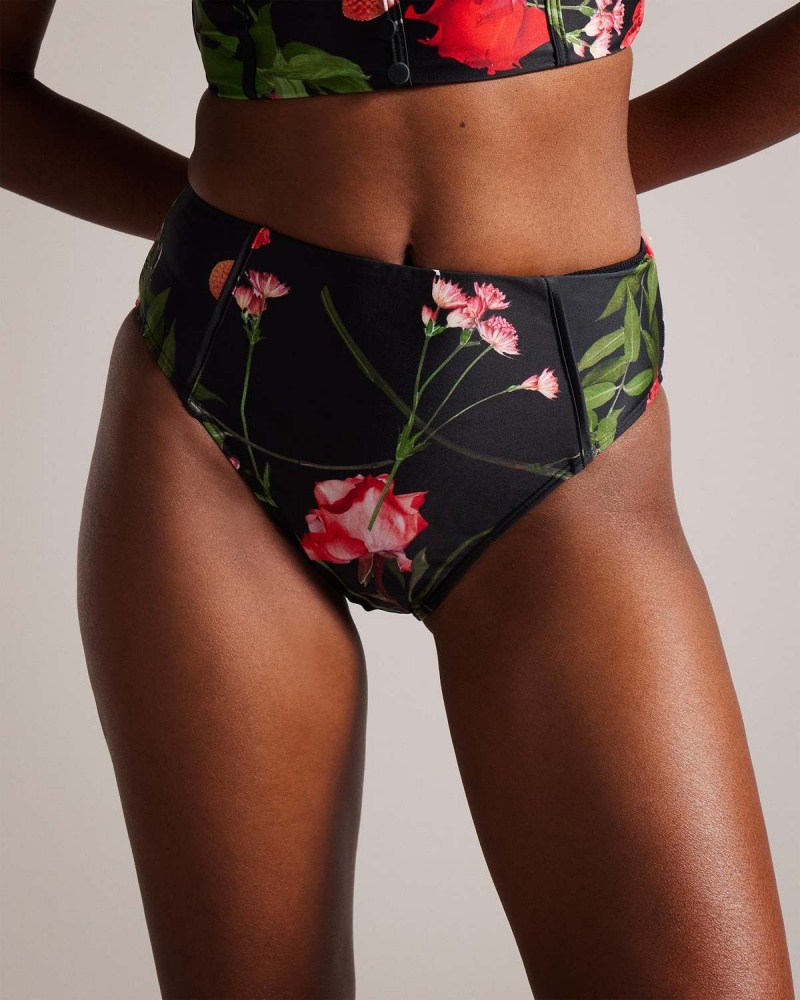 Ted Baker LOESIY Printed High Waisted Bikini Pant Czarne | 46NOZAPCX