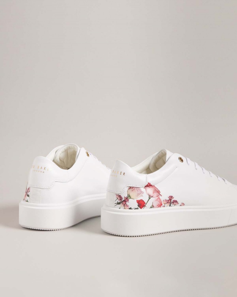 Ted Baker LORNY Floral Printed Platformie Trainer Białe | 68RZSMOYL