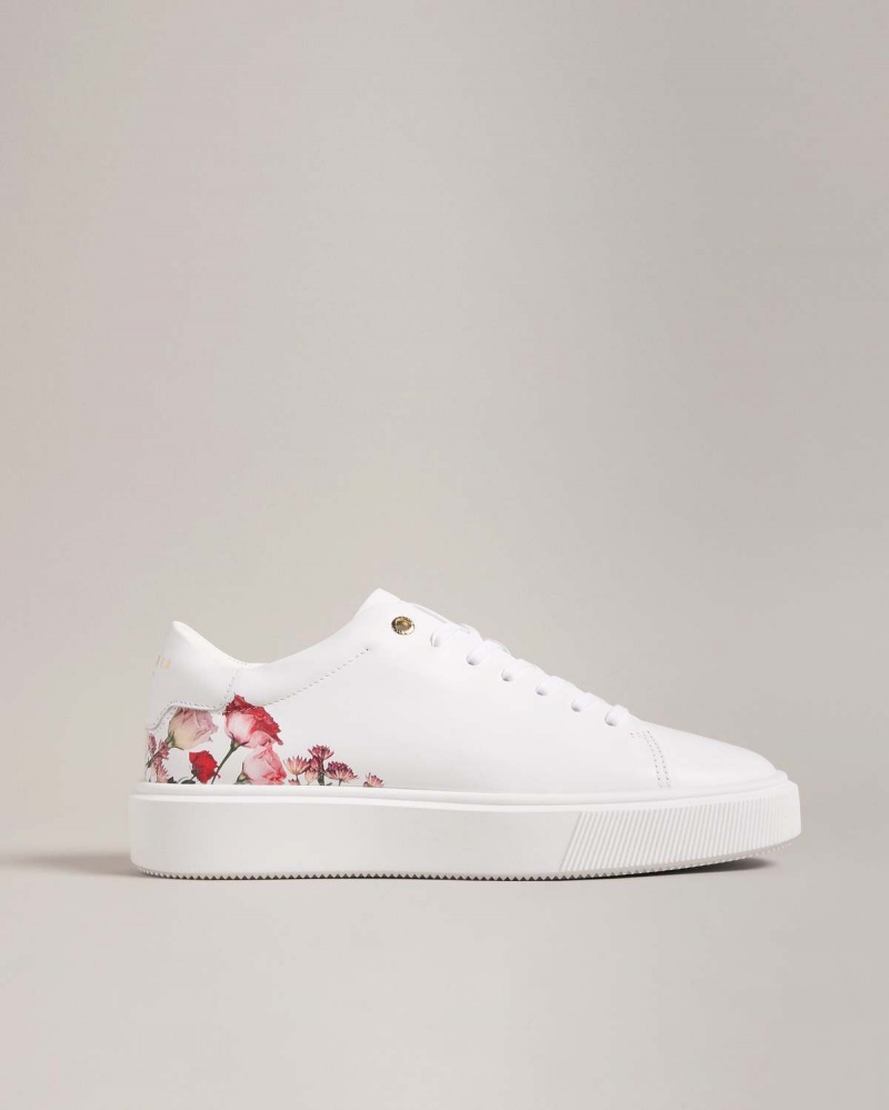 Ted Baker LORNY Floral Printed Platformie Trainer Białe | 68RZSMOYL